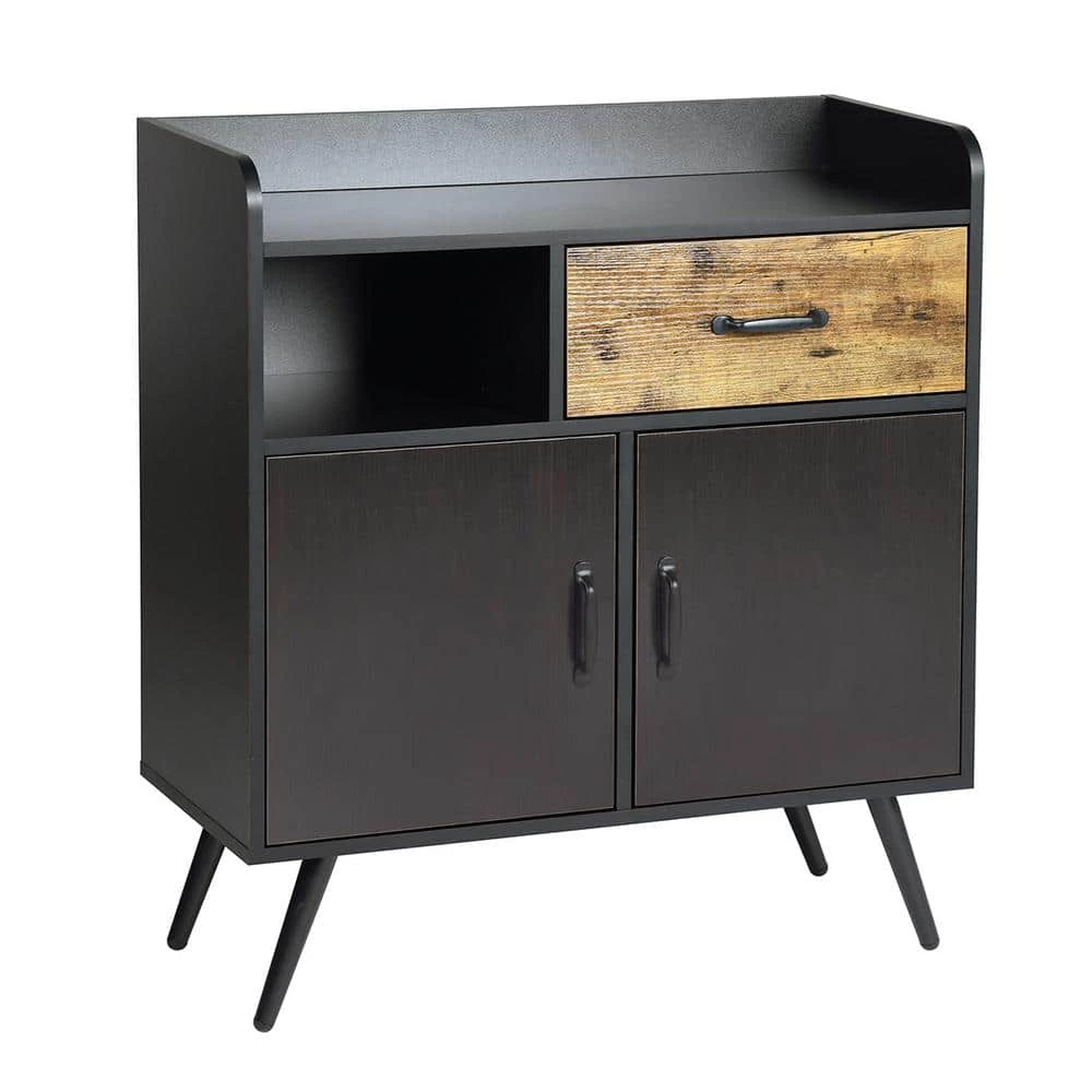 Vold Black Manufactured Wood Sideboard by Homy Casa 3 Vold Black Manufactured Wood Sideboard by Homy Casa