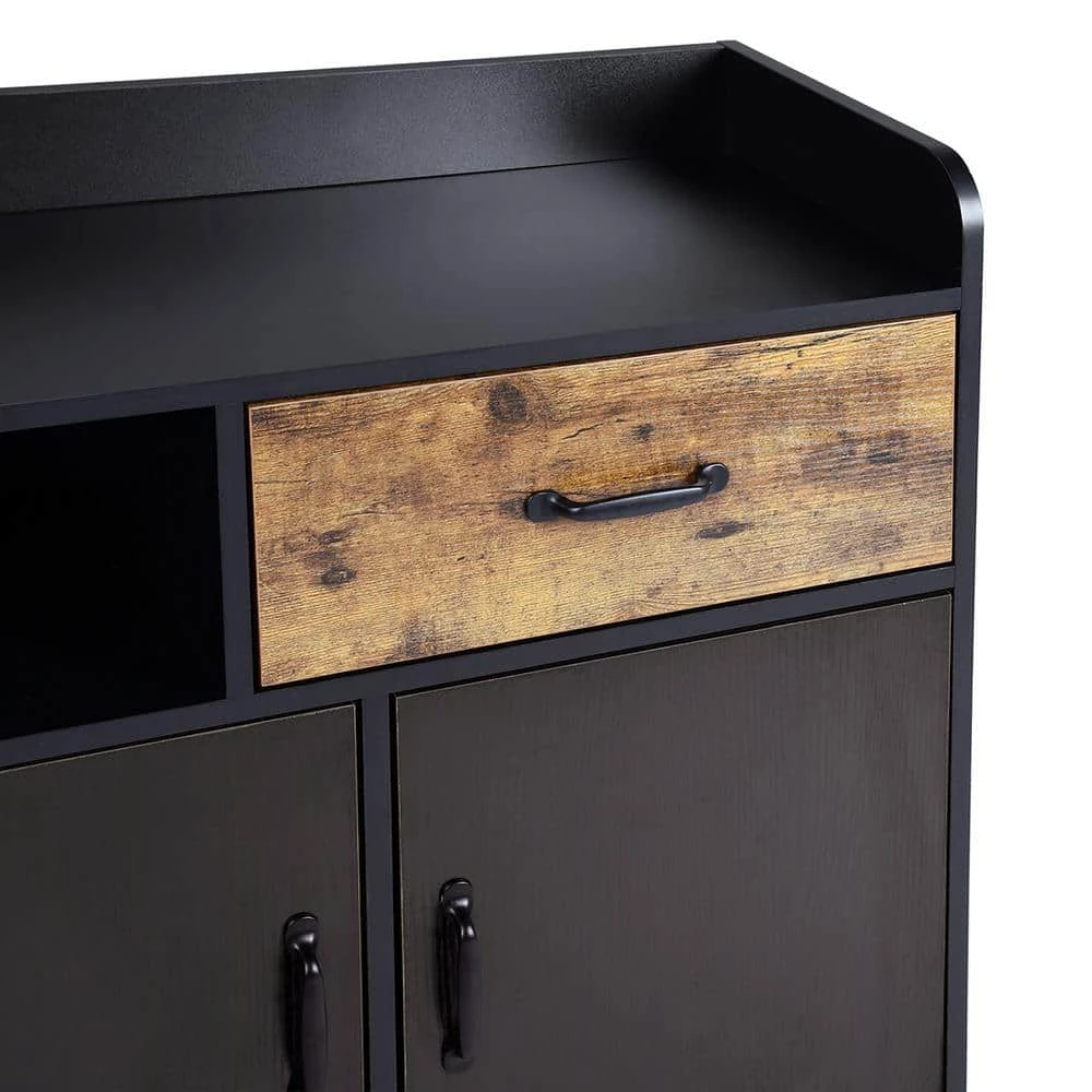Vold Black Manufactured Wood Sideboard by Homy Casa 6 Vold Black Manufactured Wood Sideboard by Homy Casa - Image 4