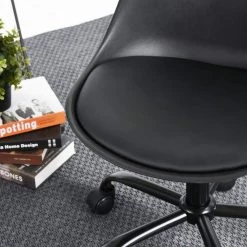 18.7 in. Width Standard Black Faux Leather Task Chair with Adjustable Height by Homy Casa -Homy Casa Shop black homy casa task chairs blokhus black rf fa 1000