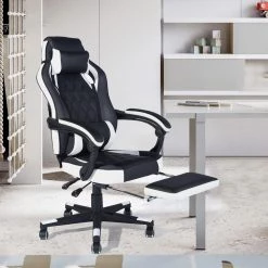 Adjustment White Footrest Headrest and Lumbar Support E-Sports Swivel Chair by Homy Casa 19 Adjustment White Footrest Headrest and Lumbar Support E-Sports Swivel Chair by Homy Casa -Homy Casa Shop black homy casa task chairs burgendy ykc 31 1000