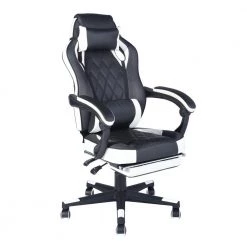 Adjustment White Footrest Headrest and Lumbar Support E-Sports Swivel Chair by Homy Casa