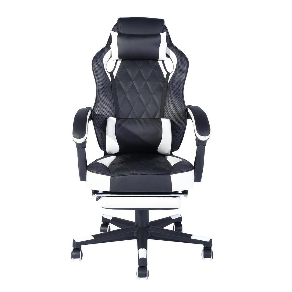 Adjustment White Footrest Headrest and Lumbar Support E-Sports Swivel Chair by Homy Casa 5 Adjustment White Footrest Headrest and Lumbar Support E-Sports Swivel Chair by Homy Casa - Image 3