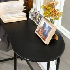 Geriude 43.3 in. Curved Black Writing Desk by Homy Casa -Homy Casa Shop black homy casa writing desks hd geriude fa 1000