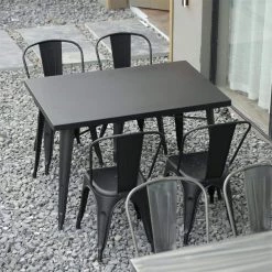 Meilen 47.2 in. Black Rectangle Metal Top With Metal Frame ( Seats 4 ) by Homy Casa 19 Meilen 47.2 in. Black Rectangle Metal Top With Metal Frame ( Seats 4 ) by Homy Casa -Homy Casa Shop black metal homy casa kitchen dining tables meilen black 31 1000
