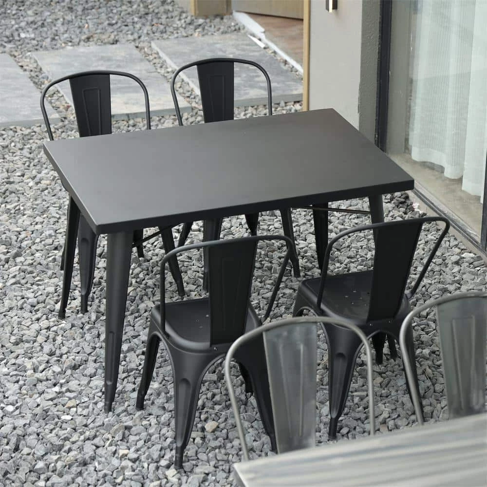 Meilen 47.2 in. Black Rectangle Metal Top With Metal Frame ( Seats 4 ) by Homy Casa 11 Meilen 47.2 in. Black Rectangle Metal Top With Metal Frame ( Seats 4 ) by Homy Casa - Image 9