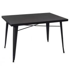 Meilen 47.2 in. Black Rectangle Metal Top With Metal Frame ( Seats 4 ) by Homy Casa