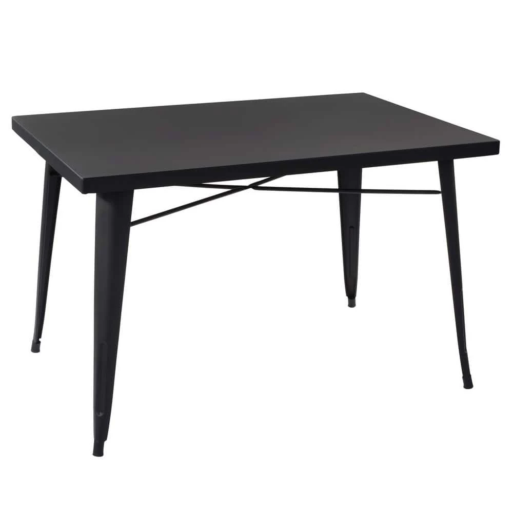 Meilen 47.2 in. Black Rectangle Metal Top With Metal Frame ( Seats 4 ) by Homy Casa 3 Meilen 47.2 in. Black Rectangle Metal Top With Metal Frame ( Seats 4 ) by Homy Casa
