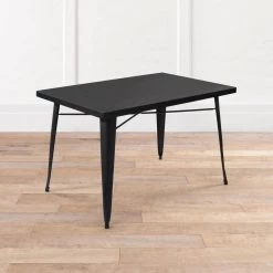Meilen 47.2 in. Black Rectangle Metal Top With Metal Frame ( Seats 4 ) by Homy Casa 14 Meilen 47.2 in. Black Rectangle Metal Top With Metal Frame ( Seats 4 ) by Homy Casa -Homy Casa Shop black metal homy casa kitchen dining tables meilen black 77 1000