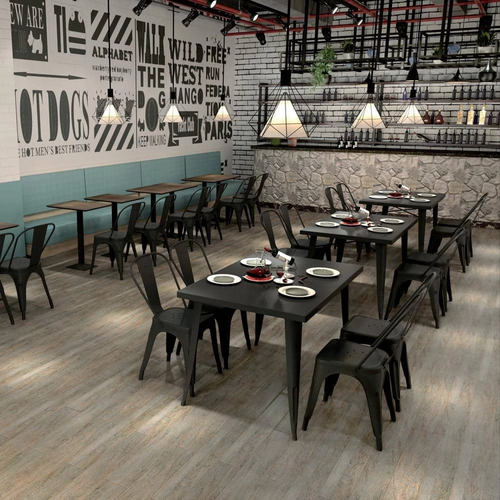 Meilen 47.2 in. Black Rectangle Metal Top With Metal Frame ( Seats 4 ) by Homy Casa 4 Meilen 47.2 in. Black Rectangle Metal Top With Metal Frame ( Seats 4 ) by Homy Casa - Image 2