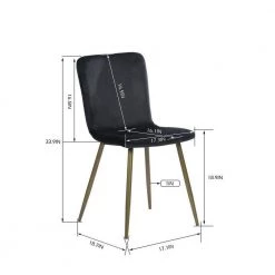 Scargill Black Velvet Upholstered Gold Metal Chair Side Dining Chairs ( Set of 4 ) by Homy Casa -Homy Casa Shop black velvet gold leg homy casa dining chairs scragill velvet black golden leg 76 1000