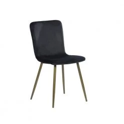 Scargill Black Velvet Upholstered Gold Metal Chair Side Dining Chairs ( Set of 4 ) by Homy Casa -Homy Casa Shop black velvet gold leg homy casa dining chairs scragill velvet black golden leg c3 1000