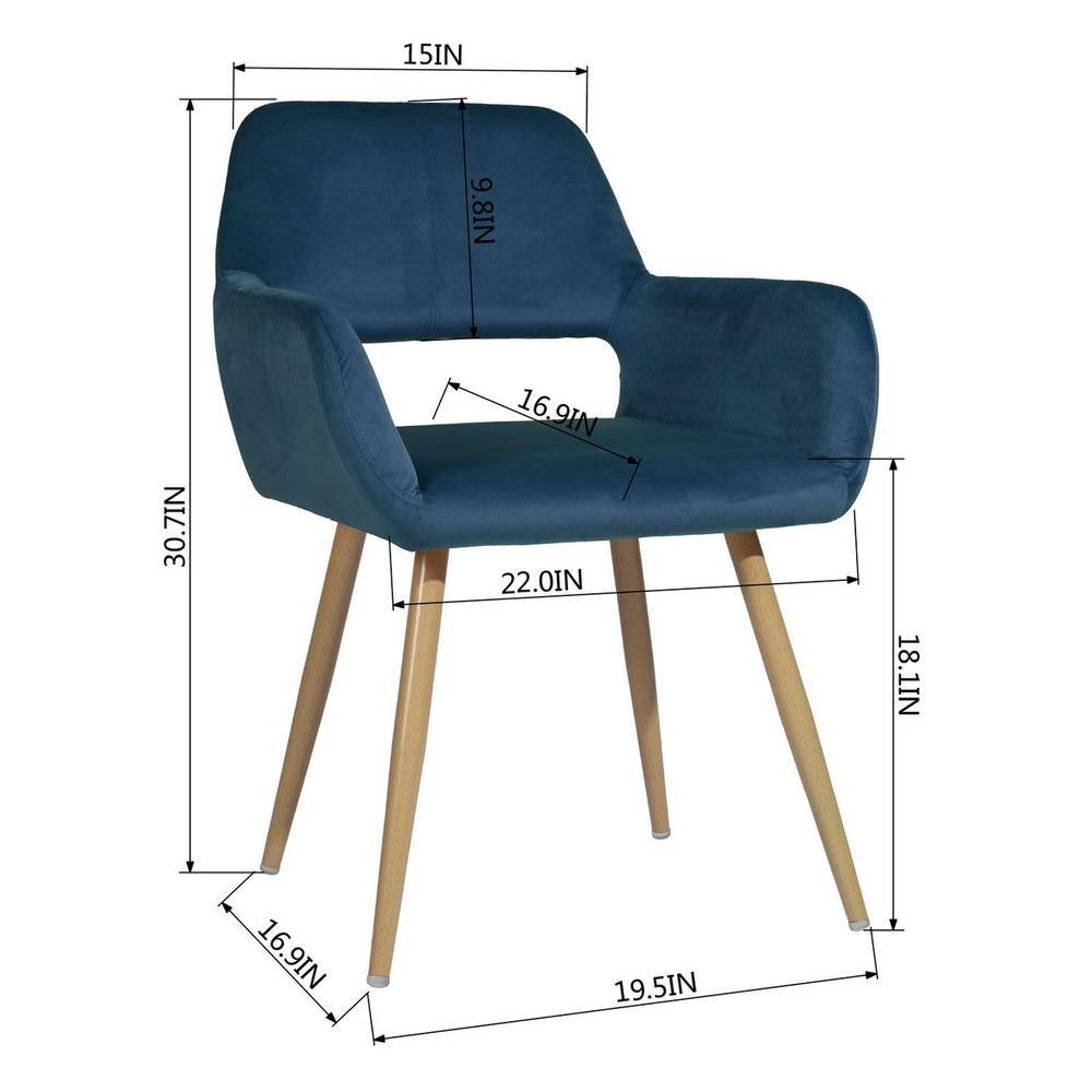 Cromwell Blue Upholstered Velvet Dining Chair( Set of 1) by Homy Casa 8 Cromwell Blue Upholstered Velvet Dining Chair( Set of 1) by Homy Casa - Image 6