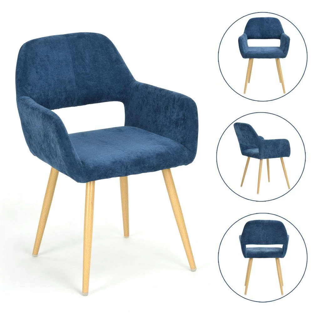 Cromwell Blue Upholstered Velvet Dining Chair( Set of 1) by Homy Casa 5 Cromwell Blue Upholstered Velvet Dining Chair( Set of 1) by Homy Casa - Image 3