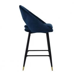 2-Piece Blue Modern Velvet Bar Chairs with Back, Leisure Chairs Dinning Chairs for Home and Office by Homy Casa -Homy Casa Shop blue homy casa bar stools kenzie velvet vavy blue bar black gold l 4f 1000