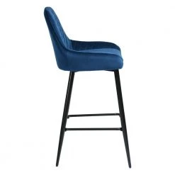 Rabiot 40 in. Blue Low Back Metal Frame Bar Stool with Velvet Seat ( Set of 2) by Homy Casa -Homy Casa Shop blue homy casa bar stools rabiot bar blue 1f 1000