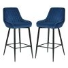 Rabiot 40 in. Blue Low Back Metal Frame Bar Stool with Velvet Seat ( Set of 2) by Homy Casa -Homy Casa Shop blue homy casa bar stools rabiot bar blue 64 1000