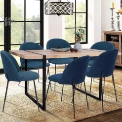 Puzzle Navy Blue Fabric Dining Chairs (Set of 2) by Homy Casa -Homy Casa Shop blue homy casa dining chairs puzzle navy blue 31 1000