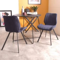 Deep Blue Fabric Upholstered Dining Chairs (Set of 2) by Homy Casa -Homy Casa Shop blue homy casa dining chairs safari dblue a 31 1000