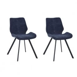 Deep Blue Fabric Upholstered Dining Chairs (Set of 2) by Homy Casa