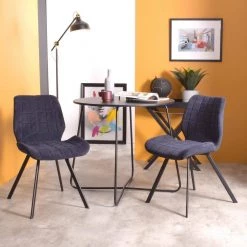 Deep Blue Fabric Upholstered Dining Chairs (Set of 2) by Homy Casa -Homy Casa Shop blue homy casa dining chairs safari dblue a fa 1000