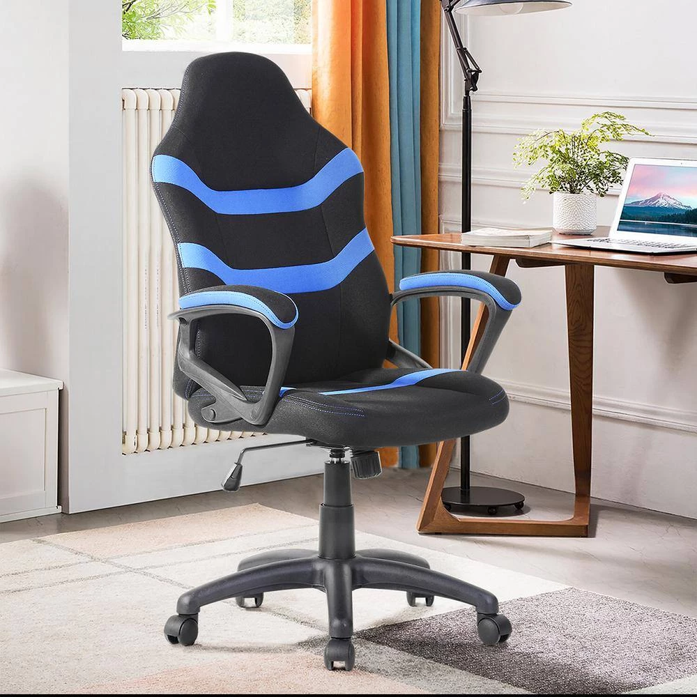 HD-TREVINO Blue Upholstered Seat Racing Game Chair Adjustable Height by Homy Casa 4 HD-TREVINO Blue Upholstered Seat Racing Game Chair Adjustable Height by Homy Casa - Image 2