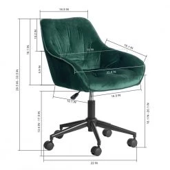 ALEXON Blue Velvet Office Chair with Non-Adjustable Arms by Homy Casa -Homy Casa Shop blue homy casa office stools hd alexon green 44 1000