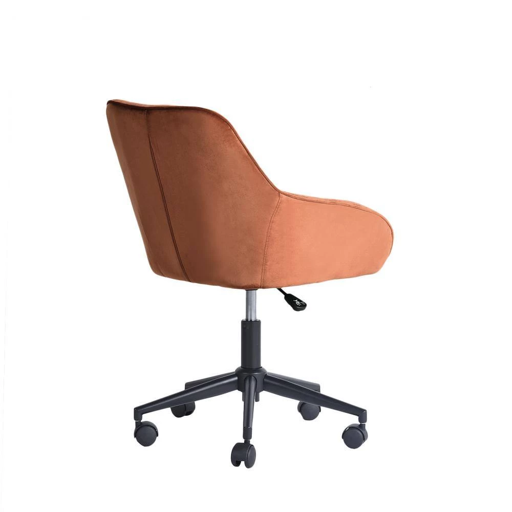 ALExON Orange Velvet Office Chair with Non Adjustable Arms by Homy Casa 7 ALExON Orange Velvet Office Chair with Non Adjustable Arms by Homy Casa - Image 5
