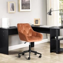 ALExON Orange Velvet Office Chair with Non Adjustable Arms by Homy Casa 19 ALExON Orange Velvet Office Chair with Non Adjustable Arms by Homy Casa -Homy Casa Shop blue homy casa office stools hd alexon terra 31 1000