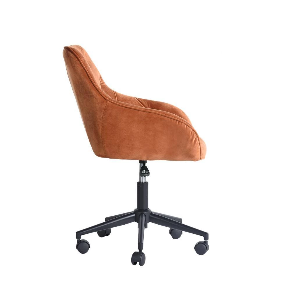ALExON Orange Velvet Office Chair with Non Adjustable Arms by Homy Casa 6 ALExON Orange Velvet Office Chair with Non Adjustable Arms by Homy Casa - Image 4