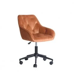 ALExON Orange Velvet Office Chair with Non Adjustable Arms by Homy Casa