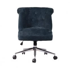 HD-JAREN Dark Blue Fabric Seat Swivel Accent Chair by Homy Casa -Homy Casa Shop blue homy casa office stools hd jaren dark blue c3 1000
