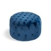 Ottoman Blue Standard Round Tufted Velvet by Homy Casa -Homy Casa Shop blue homy casa ottomans miya blue 64 1000