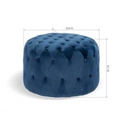 Ottoman Blue Standard Round Tufted Velvet by Homy Casa -Homy Casa Shop blue homy casa ottomans miya blue 76 1000