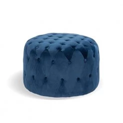 Ottoman Blue Standard Round Tufted Velvet by Homy Casa -Homy Casa Shop blue homy casa ottomans miya blue c3 1000