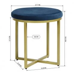 11 in. x 17 in. x 17 in. Omari Dark Blue Bench Pillow by Homy Casa -Homy Casa Shop blue homy casa ottomans omari dark blue 1f 1000