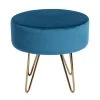 Ottoman 11.4 Inch Blue Velvet Round Trunk Bench Standard by Homy Casa -Homy Casa Shop blue homy casa ottomans saka teal 64 1000