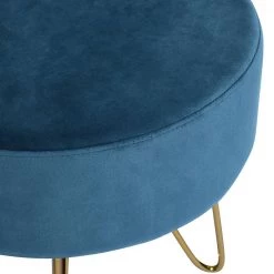 Ottoman 11.4 Inch Blue Velvet Round Trunk Bench Standard by Homy Casa -Homy Casa Shop blue homy casa ottomans saka teal 76 1000