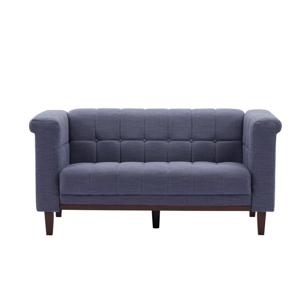 Salome 66.9 in. Square Arms Fabric Upholstered Straight Loveseats Sofa In Blue by Homy Casa 8 Salome 66.9 in. Square Arms Fabric Upholstered Straight Loveseats Sofa In Blue by Homy Casa - Image 6
