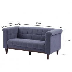 Salome 66.9 in. Square Arms Fabric Upholstered Straight Loveseats Sofa In Blue by Homy Casa 16 Salome 66.9 in. Square Arms Fabric Upholstered Straight Loveseats Sofa In Blue by Homy Casa -Homy Casa Shop blue homy casa sofas couches salome double 4f 1000