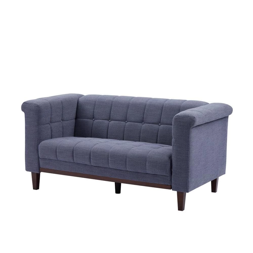 Salome 66.9 in. Square Arms Fabric Upholstered Straight Loveseats Sofa In Blue by Homy Casa 3 Salome 66.9 in. Square Arms Fabric Upholstered Straight Loveseats Sofa In Blue by Homy Casa