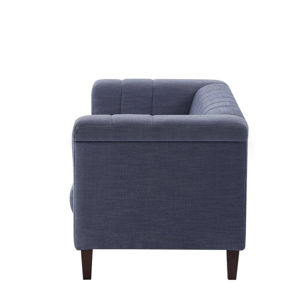 Salome 66.9 in. Square Arms Fabric Upholstered Straight Loveseats Sofa In Blue by Homy Casa 4 Salome 66.9 in. Square Arms Fabric Upholstered Straight Loveseats Sofa In Blue by Homy Casa - Image 2