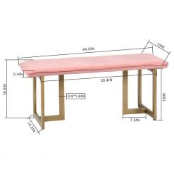 Slip Blush Fabric Gold Legs Bench18.5 in. H x 44.5 in. W x 15 in. D by Homy Casa -Homy Casa Shop blush homy casa bedroom benches hd slip bench frost blush gold legs 44 1000