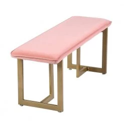 Slip Blush Fabric Gold Legs Bench18.5 in. H x 44.5 in. W x 15 in. D by Homy Casa -Homy Casa Shop blush homy casa bedroom benches hd slip bench frost blush gold legs 4f 1000