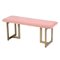 Slip Blush Fabric Gold Legs Bench18.5 in. H x 44.5 in. W x 15 in. D by Homy Casa -Homy Casa Shop blush homy casa bedroom benches hd slip bench frost blush gold legs 77 1000