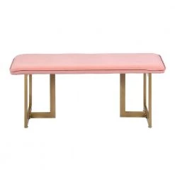 Slip Blush Fabric Gold Legs Bench18.5 in. H x 44.5 in. W x 15 in. D by Homy Casa -Homy Casa Shop blush homy casa bedroom benches hd slip bench frost blush gold legs c3 1000