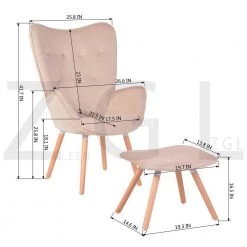 Vintage Velvet Leisure Chairs High-Back Dinning Chairs for Kitchen Living Room - Blush by Homy Casa -Homy Casa Shop blush homy casa dining chairs kas ottoman blush 76 1000
