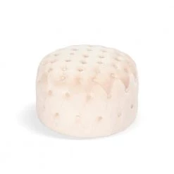 MIYA Standard Blush Round Tufted Velvet Ottoman by Homy Casa