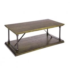 Hussaini 48 in. Bronze Large Rectangle Wood Coffee Table with Storage by Homy Casa