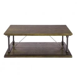 Hussaini 48 in. Bronze Large Rectangle Wood Coffee Table with Storage by Homy Casa -Homy Casa Shop bronze painting finished homy casa coffee tables hussaini hm c3 1000