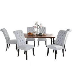 Amanda 7-Piece Brown Rectangular Wood Top Table Dining Set (Seats-6) by Homy Casa -Homy Casa Shop brown grey homy casa dining room sets amanda wilona gery 40 1000